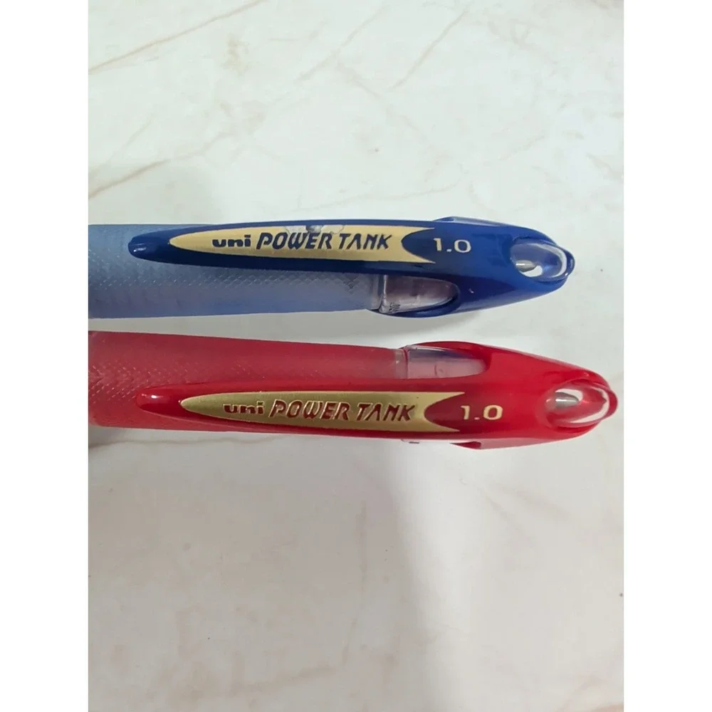 Mitsubishi Uni Power Tank Ballpoint Pen Red Blue Lot 2 Cap Type 1.0mm Bold